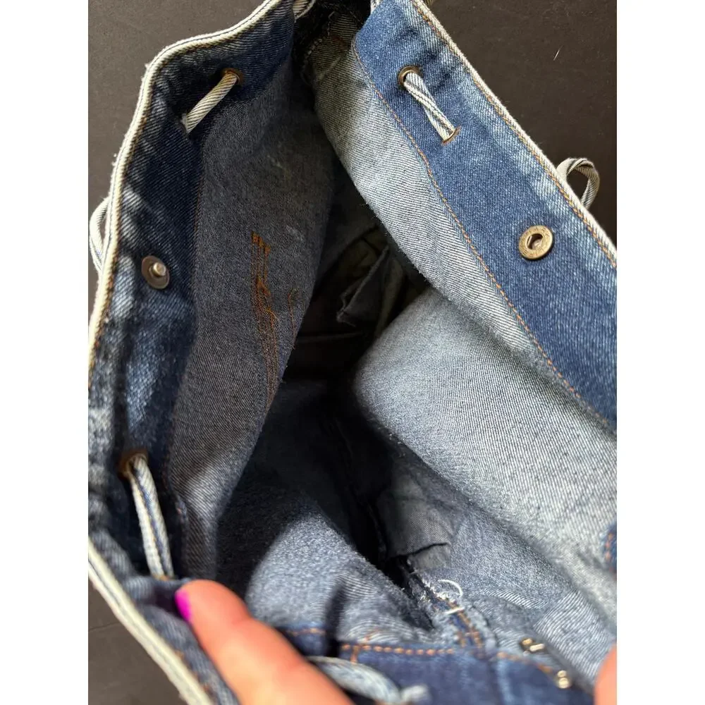 Vintage Mitzi Acid Wash Drawstring Bag Western Retro